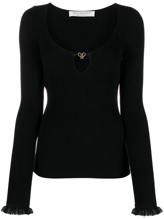 Logo-Plaque Ribbed-Knit Top