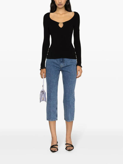 Logo-Plaque Ribbed-Knit Top