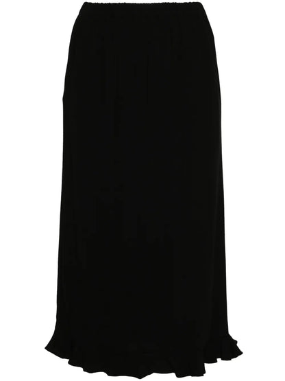 Pleated Crepe Midi Skirt