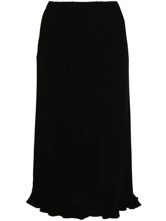 Pleated Crepe Midi Skirt