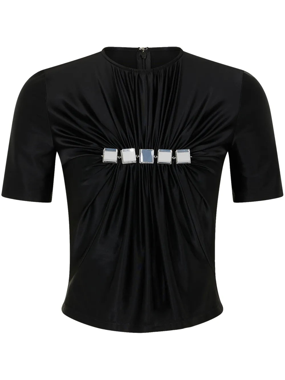 Gem-Embellished Draped-Effect Top