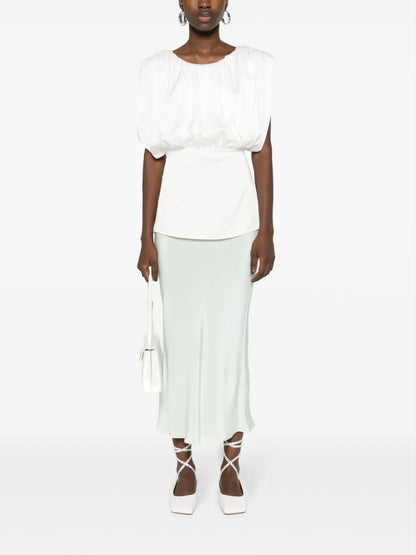 Ruched-Detailed Sleeveless Blouse