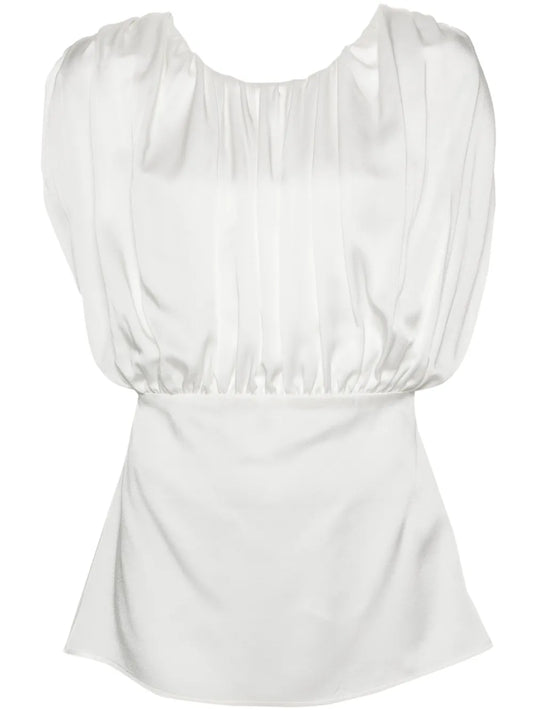 Ruched-Detailed Sleeveless Blouse