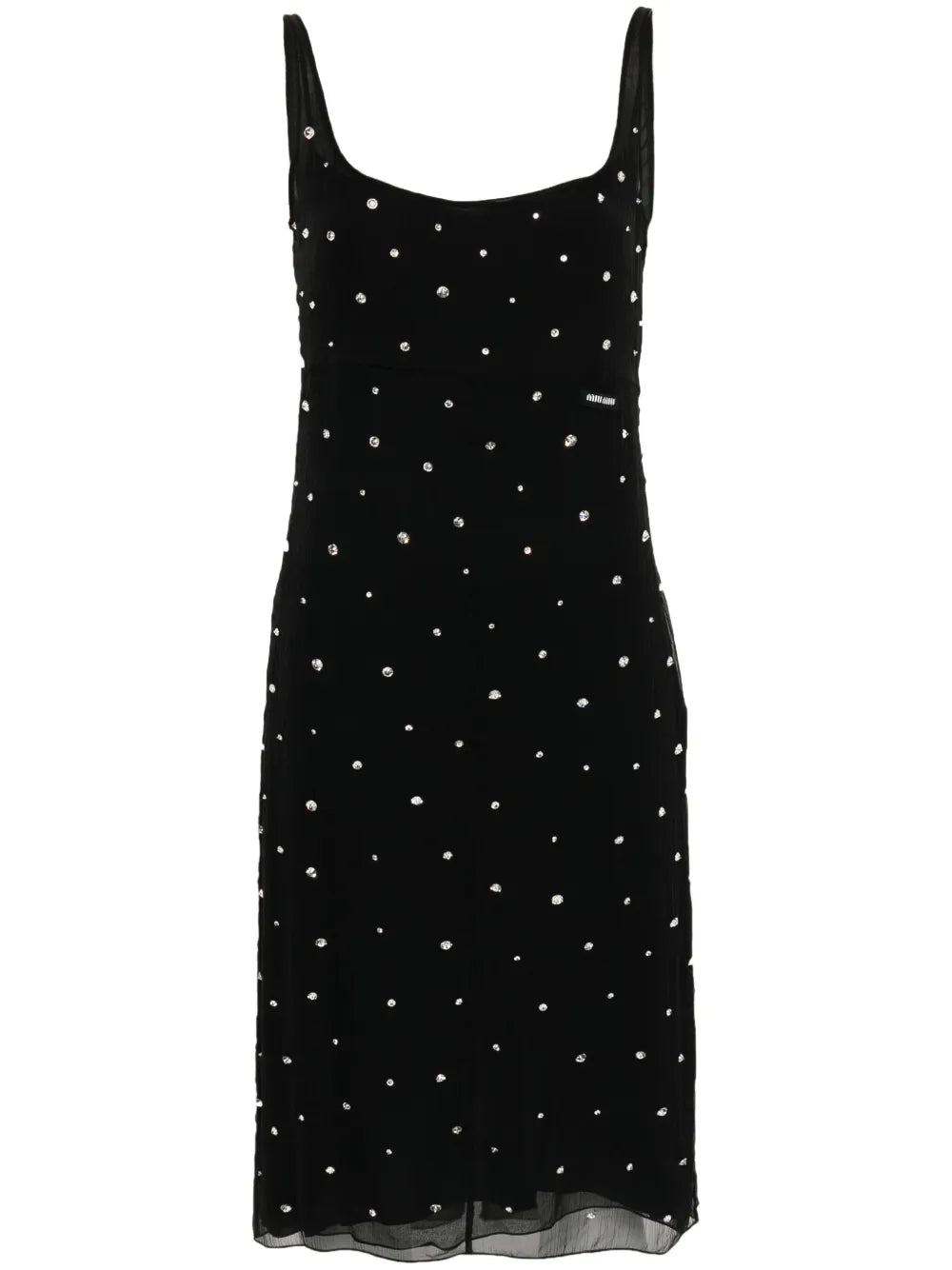 Rhinestone-Embellished Chiffon Midi Dress