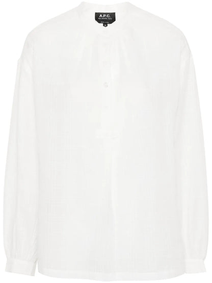 Plaid-Check Cotton Blouse
