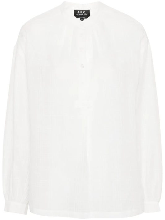 Plaid-Check Cotton Blouse