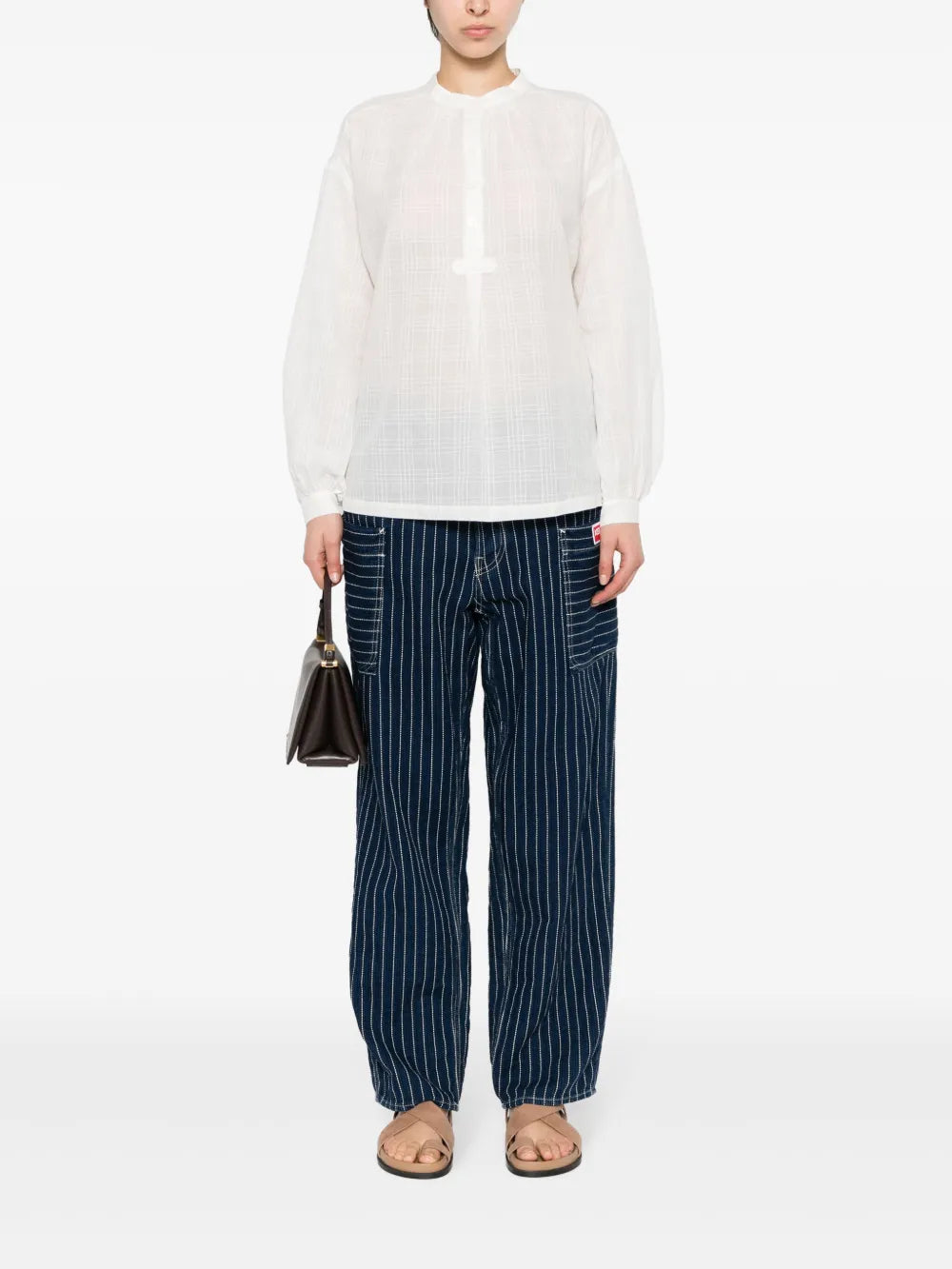 Plaid-Check Cotton Blouse