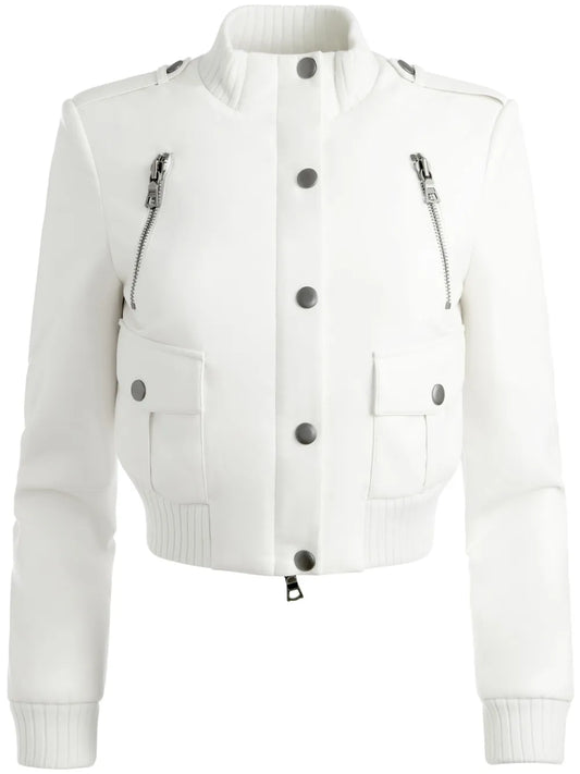 Ria Cropped Faux-Leather Jacket