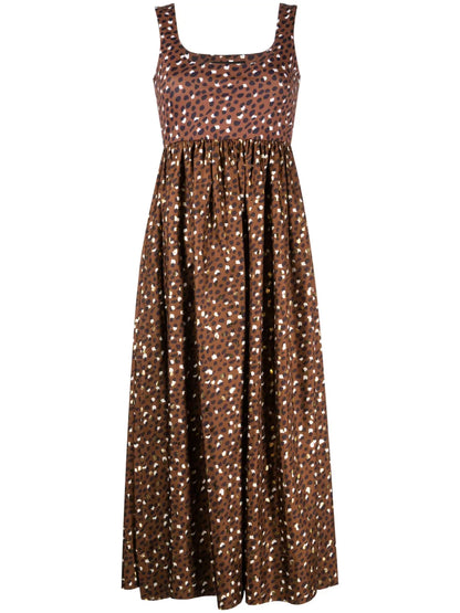 Leopard-Print Silk Midi Dress