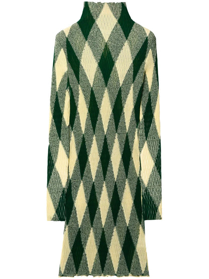 Argyle Ribbed-Knit Dress