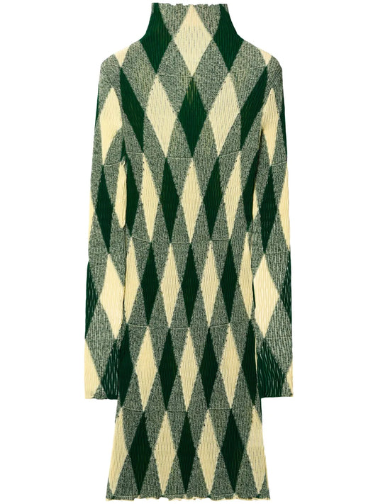 Argyle Ribbed-Knit Dress
