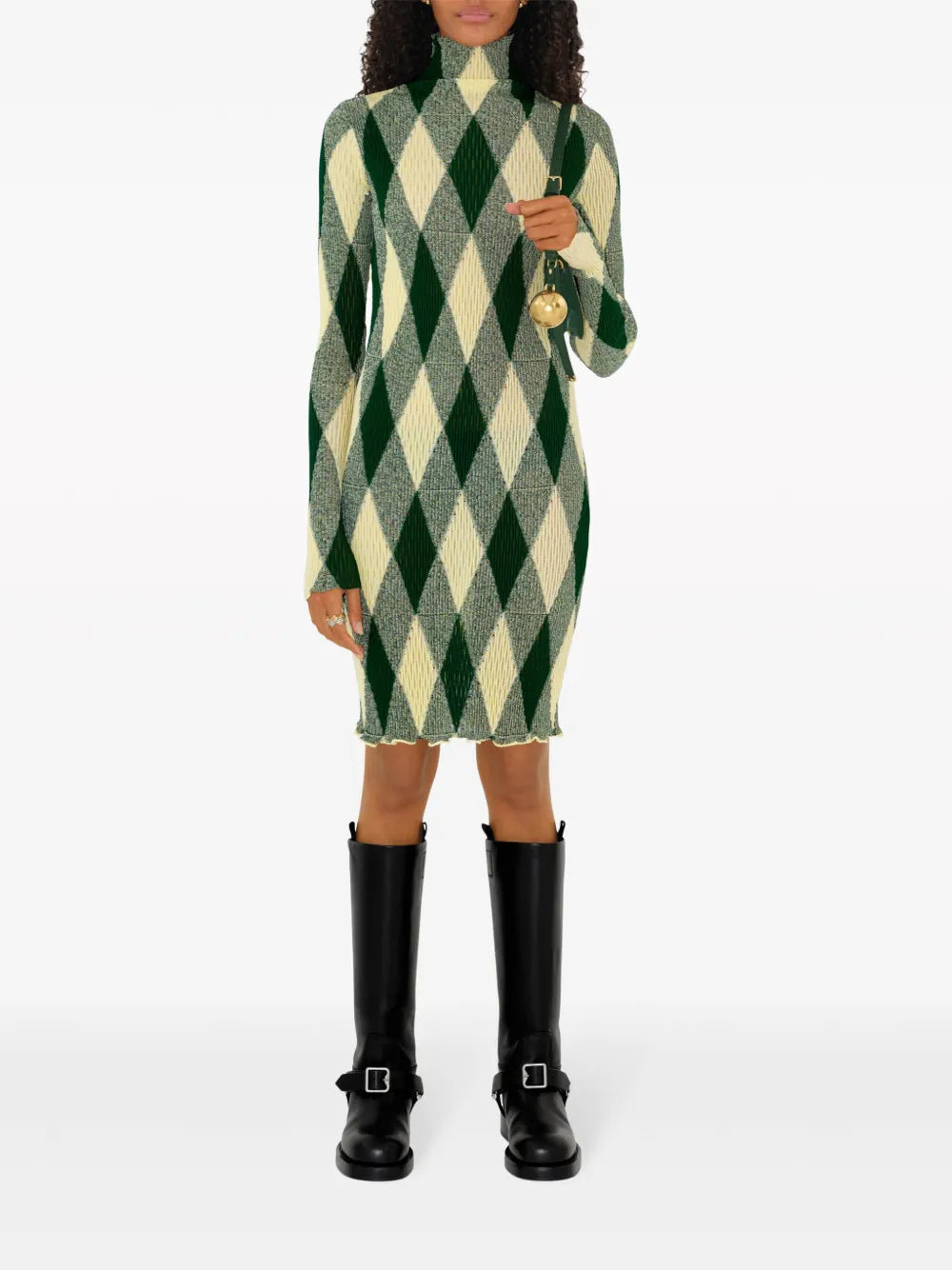 Argyle Ribbed-Knit Dress
