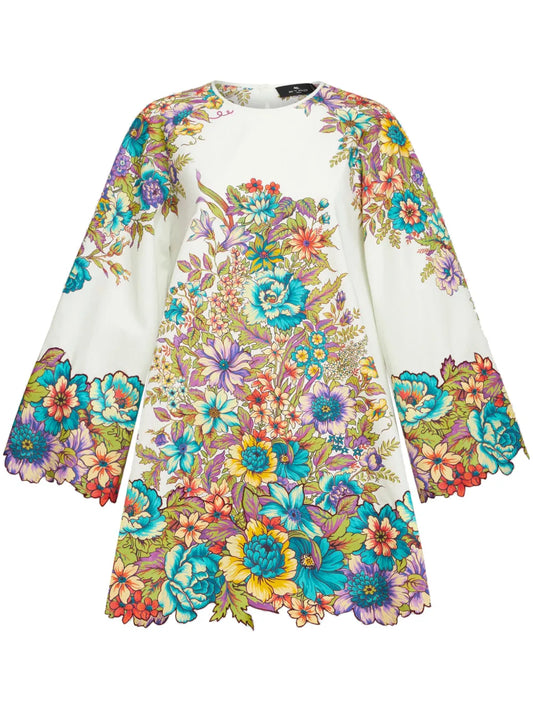 Floral-Print Cotton Minidress