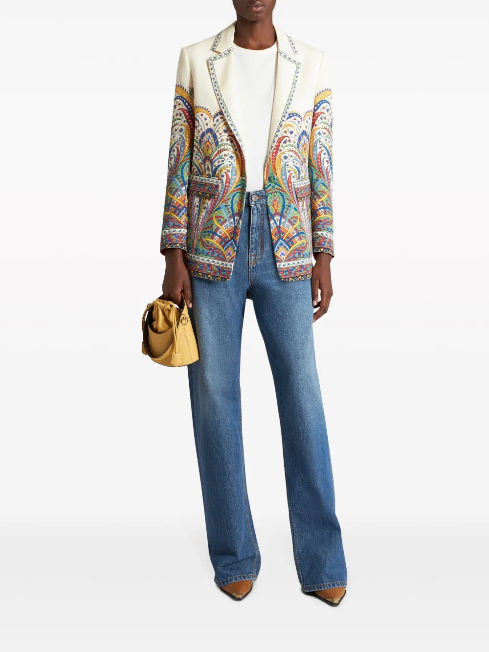 Paisley-Print Single-Breasted Blazer