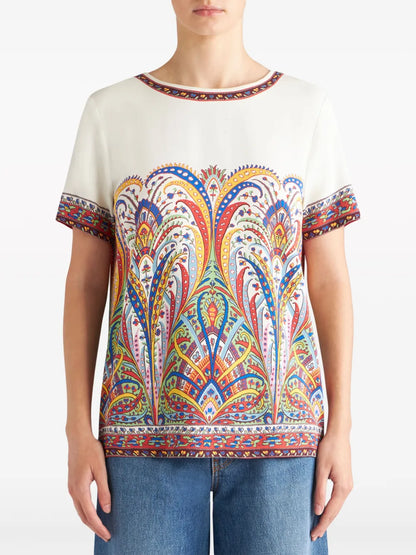 Paisey-Print Cady T-Shirt