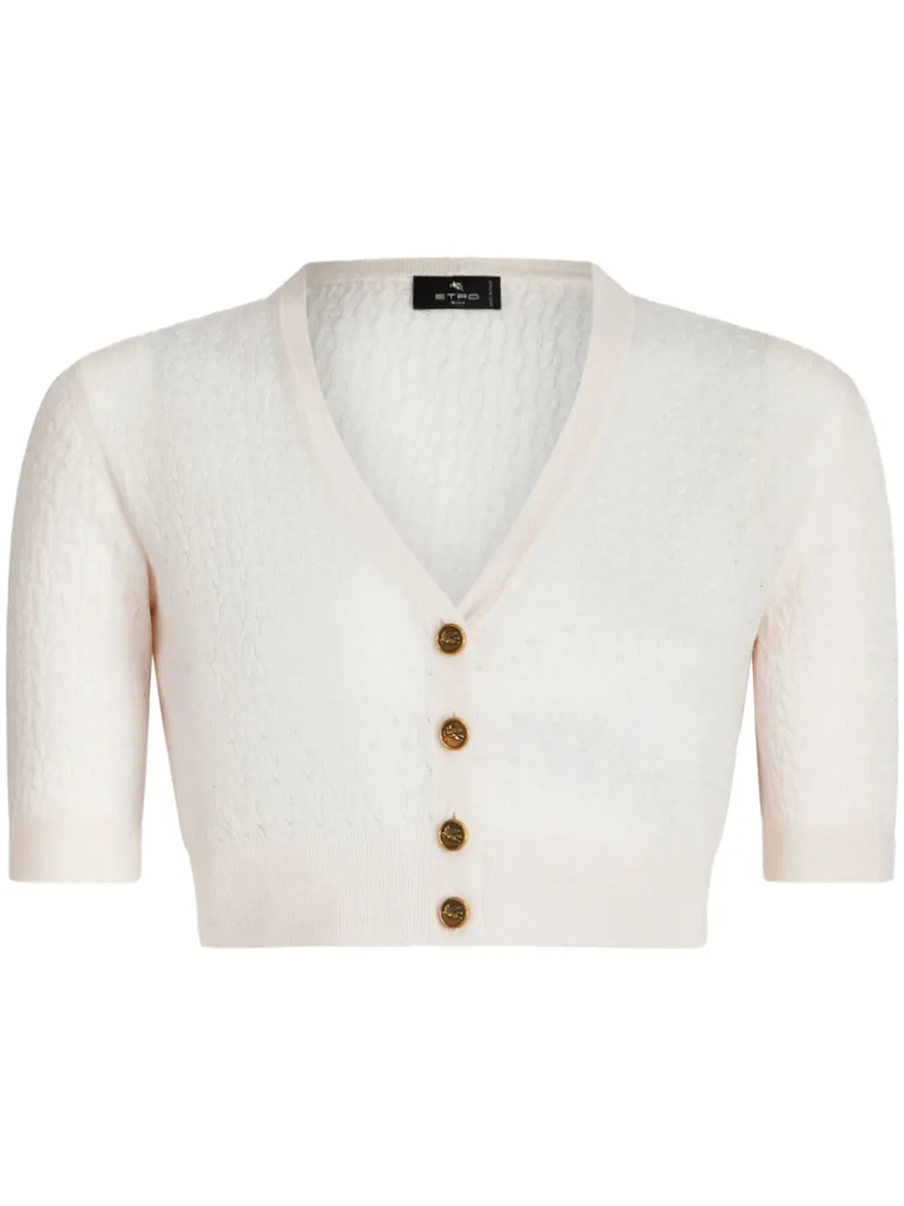 Cropped Buttoned Wool Cardigan