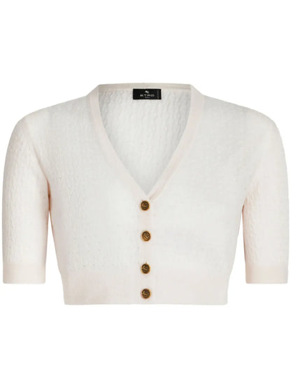 Cropped Buttoned Wool Cardigan