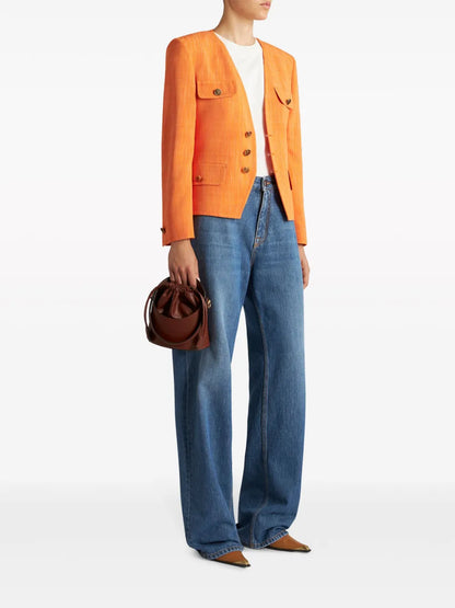 Slub-Effect Single-Breasted Jacket