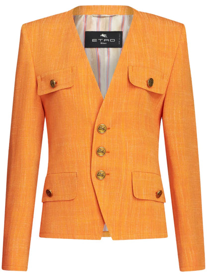 Slub-Effect Single-Breasted Jacket
