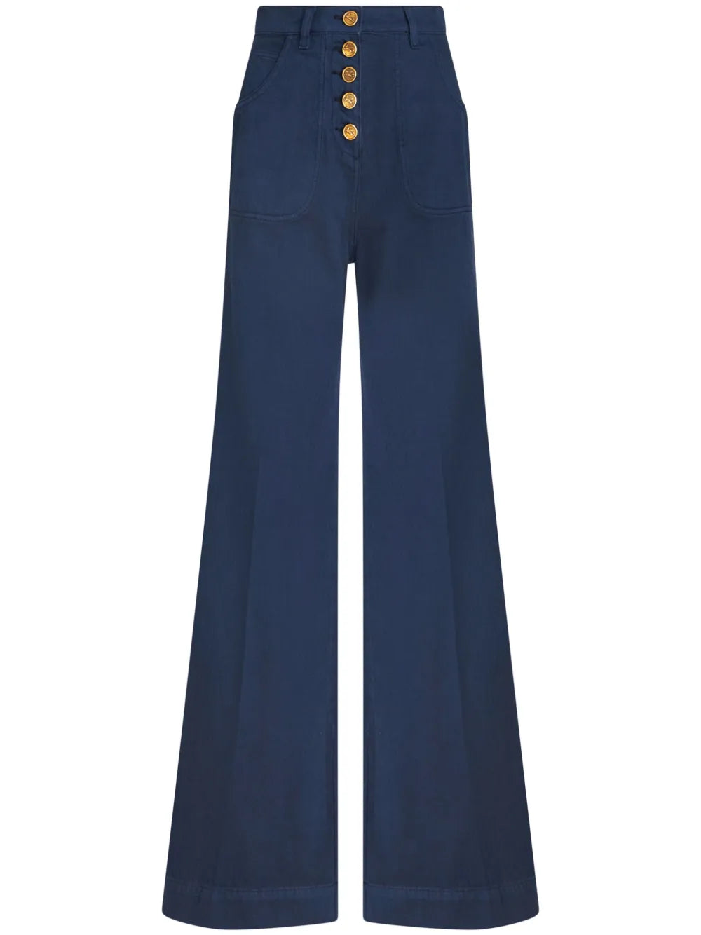Logo-Embossed Button High-Rise Flared Jeans