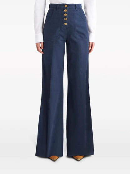 Logo-Embossed Button High-Rise Flared Jeans