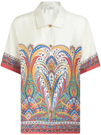 Paisley-Print Silk-Satin Shirt