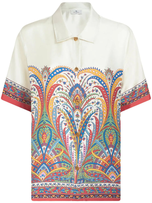 Paisley-Print Silk-Satin Shirt