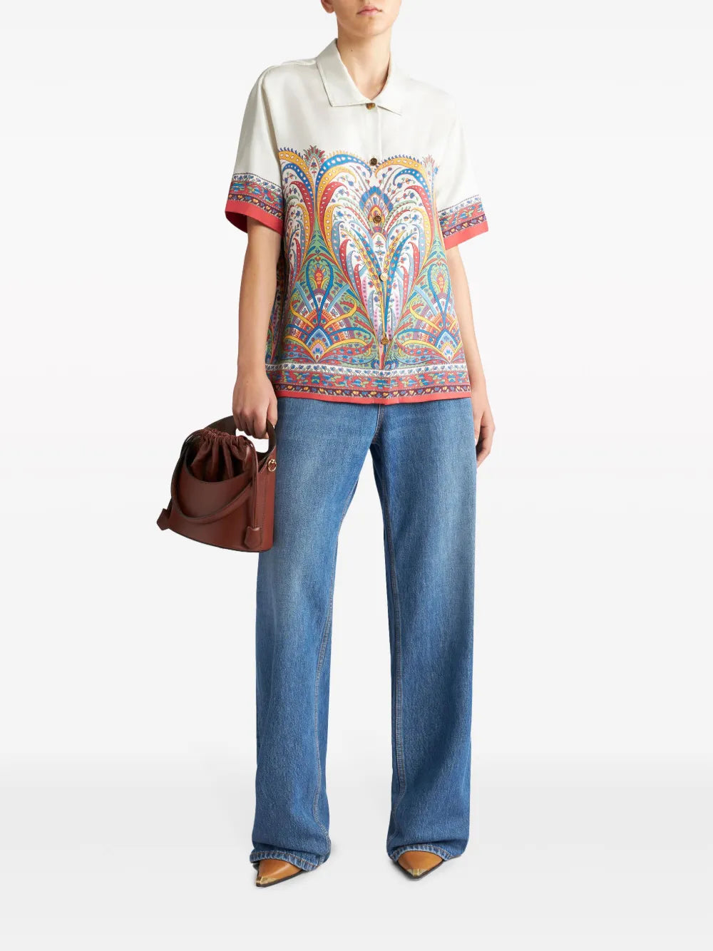 Paisley-Print Silk-Satin Shirt