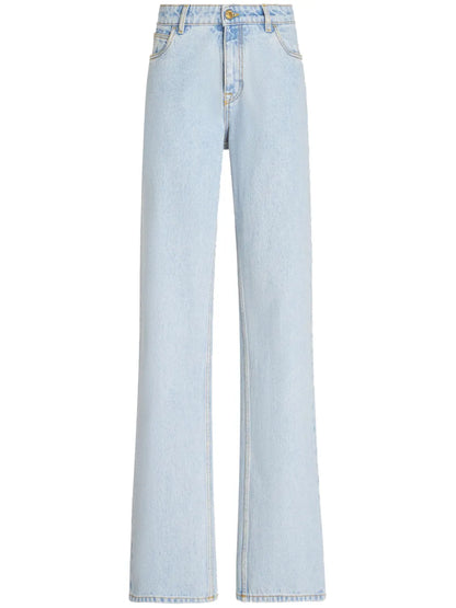 Logo-Embroidery Straight-Leg Jeans