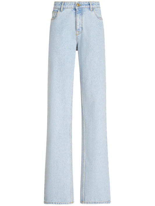 Logo-Embroidery Straight-Leg Jeans