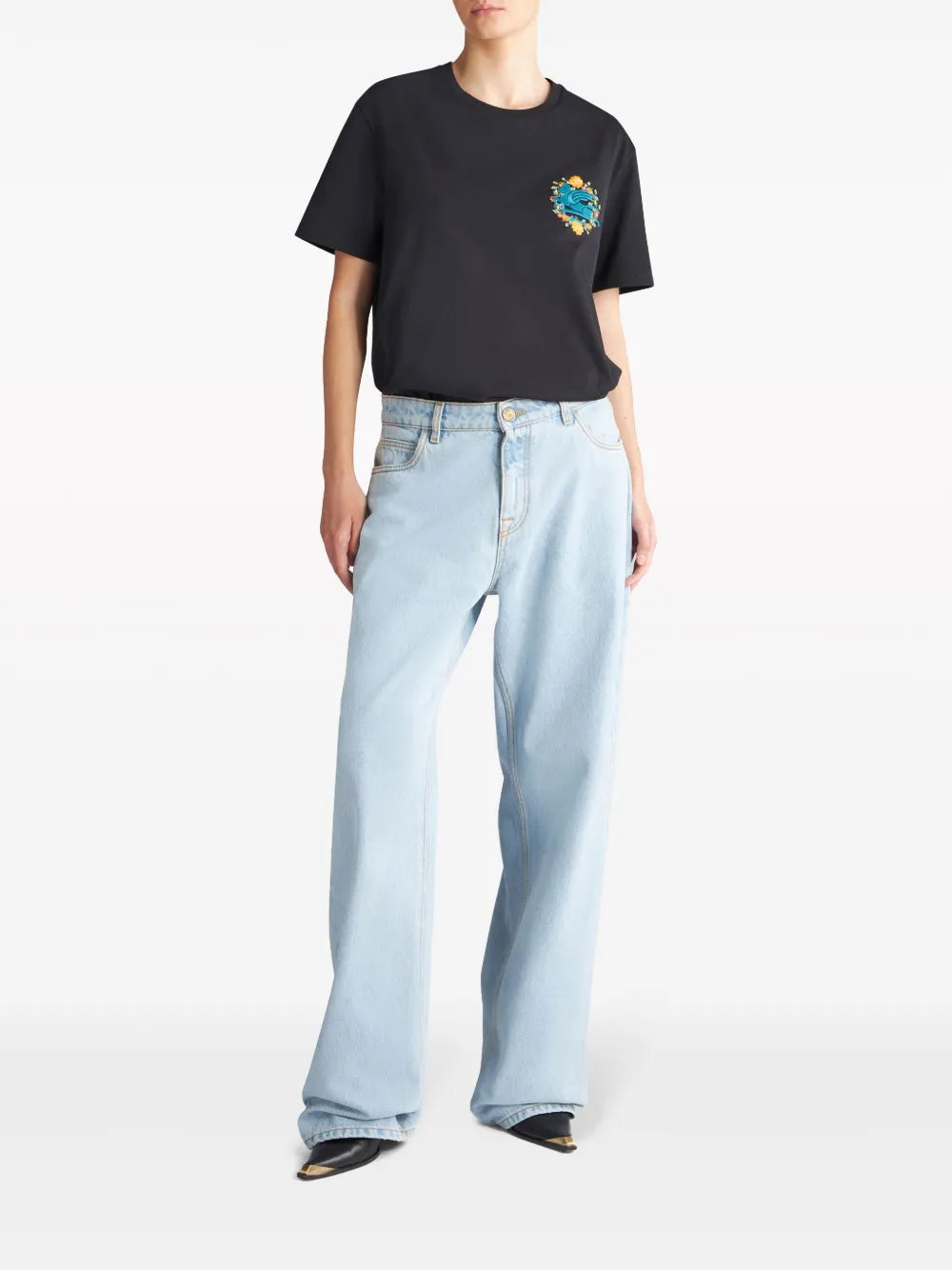 Logo-Embroidery Straight-Leg Jeans