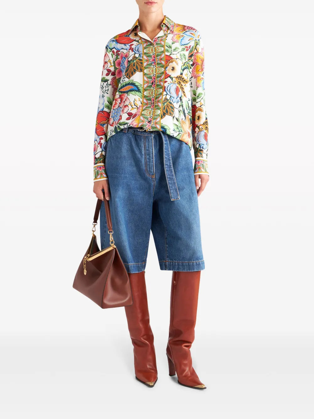Floral-Print Silk Shirt