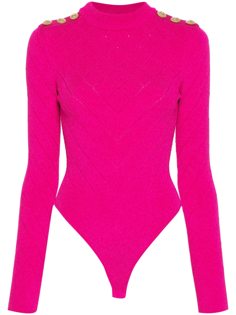 Lion-Buttons Open-Back Bodysuit