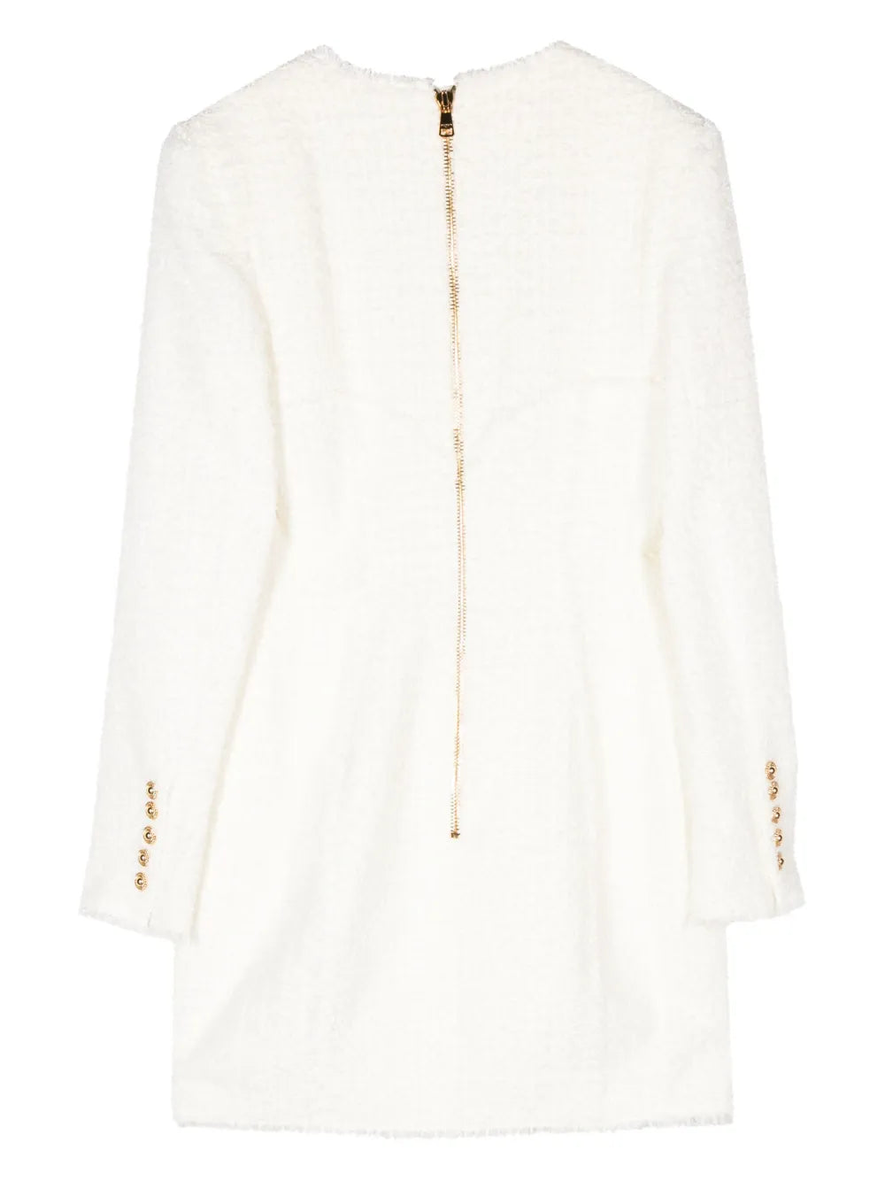 Button-Embellished Tweed Minidress