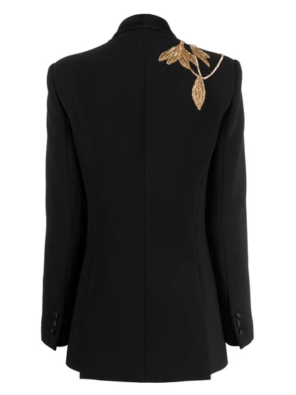 Metallic Leaf-Embroidered Blazer