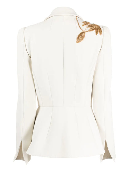 Metallic Leaf-Embroidered Blazer
