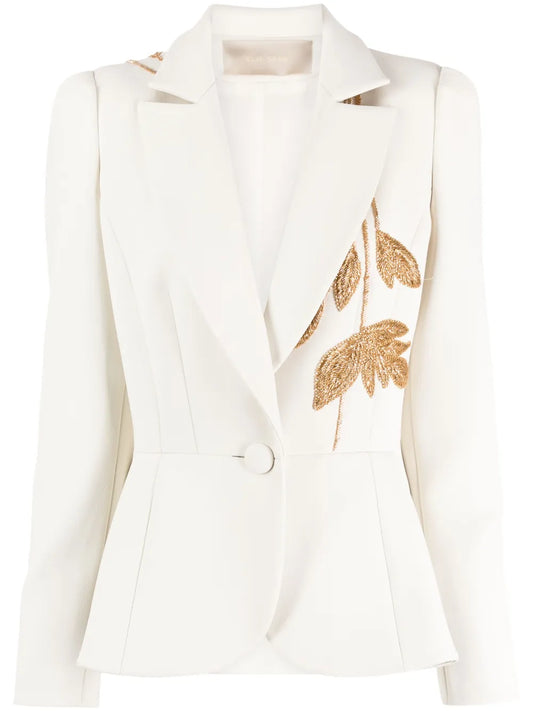 Metallic Leaf-Embroidered Blazer