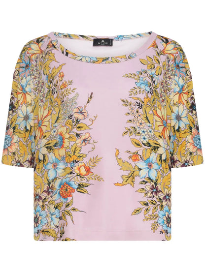 Floral-Print Boat-Neck T-Shirt