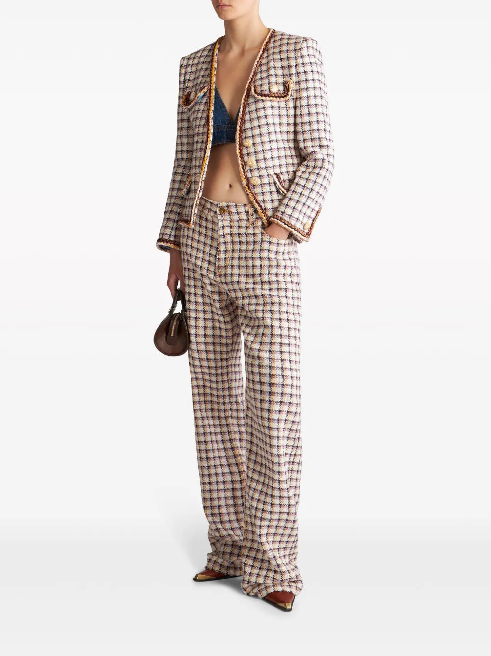 Check-Jacquard Cotton-Blend Jacket