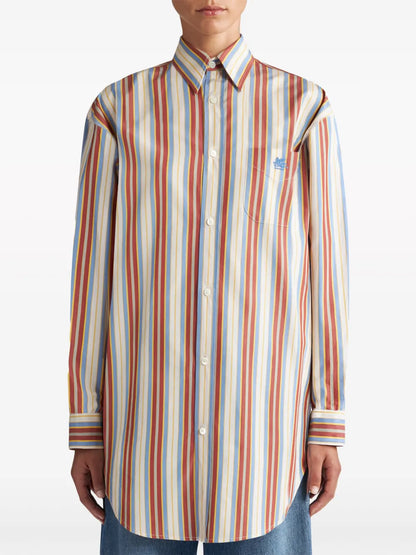 Vertical-Stripe Cotton Shirt
