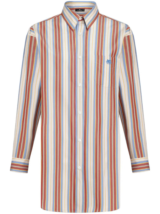 Vertical-Stripe Cotton Shirt