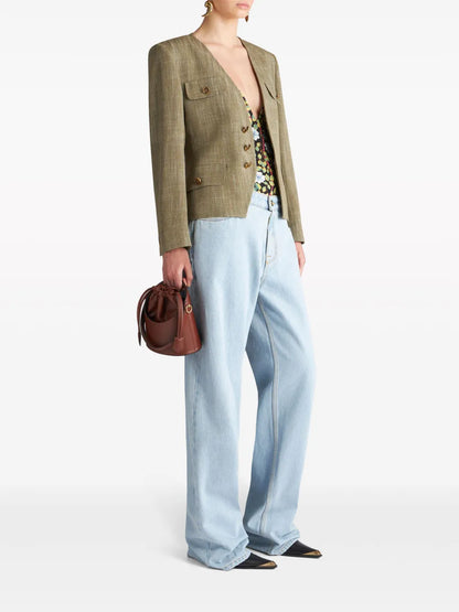 Slub-Effect Single-Breasted Jacket