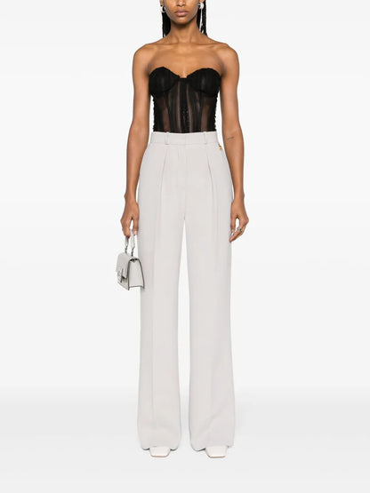 Pleated Straight-Leg Trousers