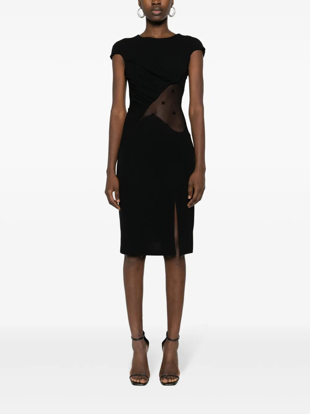 Panelled Crepe Midi Dress