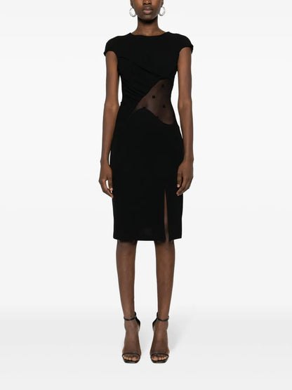 Panelled Crepe Midi Dress
