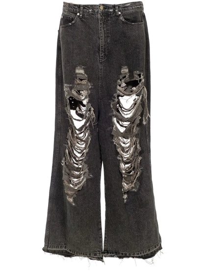 Ripped Wide-Leg Jeans