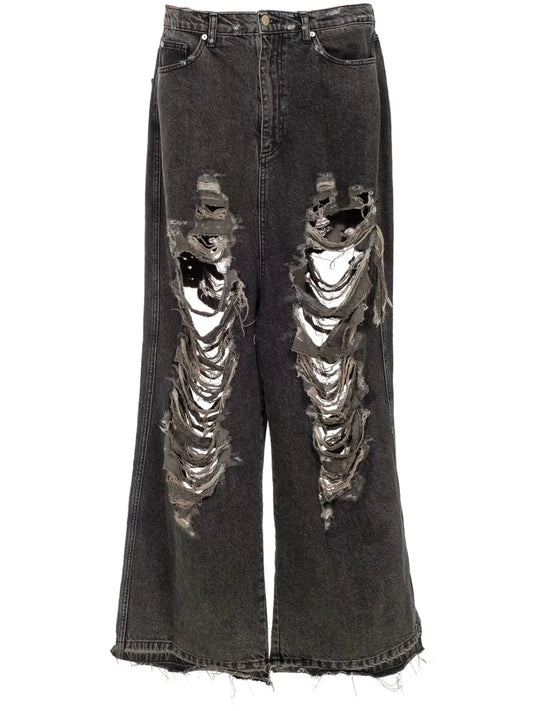 Ripped Wide-Leg Jeans