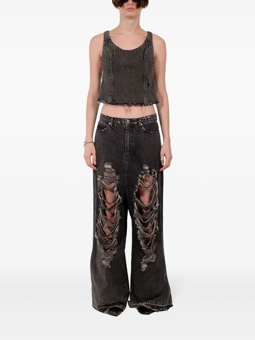 Ripped Wide-Leg Jeans