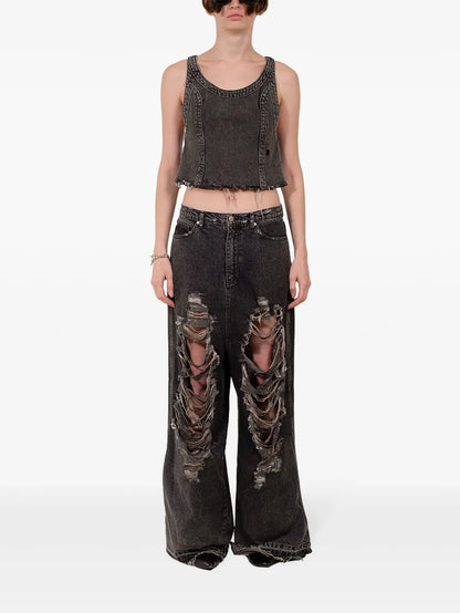 Ripped Wide-Leg Jeans