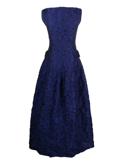 Floral-Jacquard Cloqué Gown